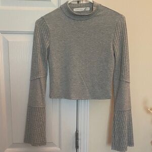 Altar D State  Gray Ribbed Crop Top